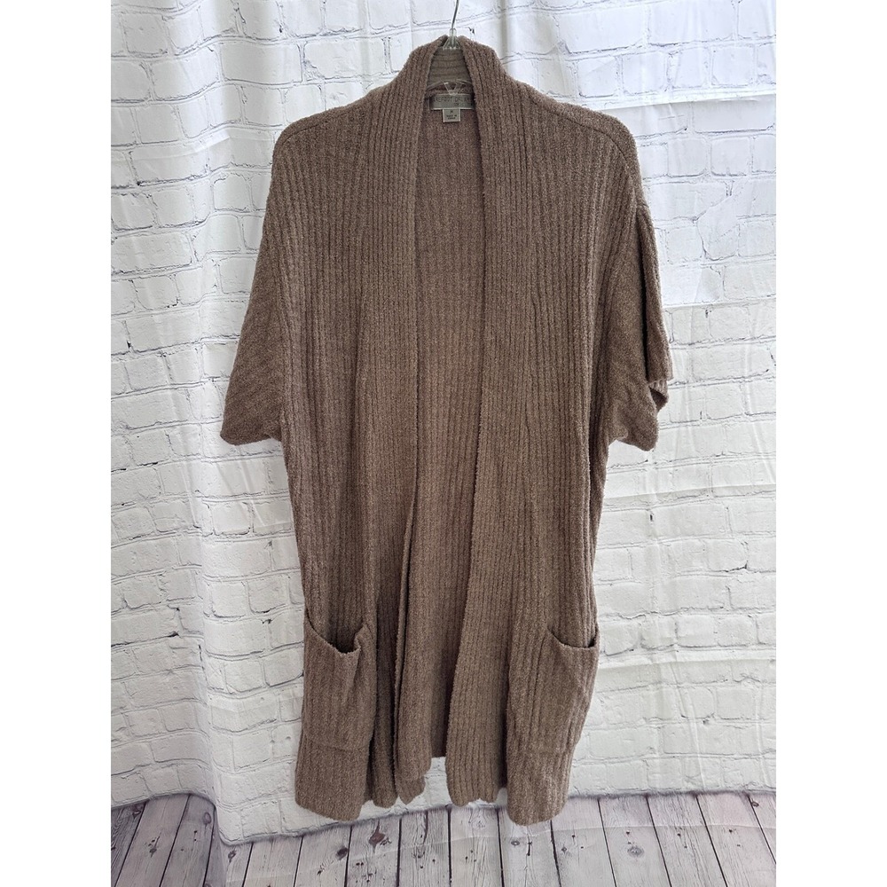 Barefoot Dreams CozyChic Lite Ribbed Cardigan Open Front Pockets M